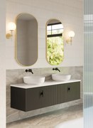 Muebles Ezra badmeubel ribbelfront 160cm zwart mat met wit toppaneel zonder waskom