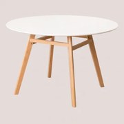 Ronde Eettafel Van Mdf En Beukenhout Scand Nordic Wit & Ø120 Cm - Sklum