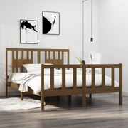 vidaXL Bedframe massief hout honingbruin 135x190 cm 4FT6 Double