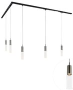 Modern railsysteem met 5 hanglampen gunmetal 1-fase - Iconic Lloyd