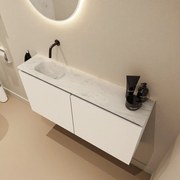 Mondiaz Ture DLux toiletmeubel 100cm talc met wastafel opalo links zonder kraangat