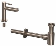 INK 1B Fonteinkraanset - staande Fonteinkraan - laag - designSifon - nikkel geborsteld 9902435