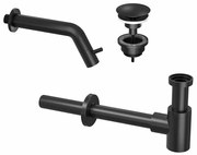 INK 3A Fonteinkraanset - wandFonteinkraan - always open - plug en designSifon - zwart mat 9902421