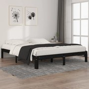 vidaXL Bedframe massief grenenhout zwart 160x200 cm