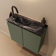 Mondiaz Ture DLux toiletmeubel 60cm army met wastafel lava links met kraangat