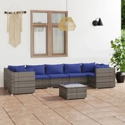 vidaXL 8-delige Loungeset met kussens poly rattan grijs