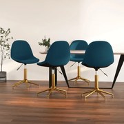 vidaXL Eetkamerstoelen draaibaar 4 st fluweel blauw