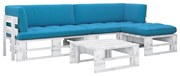 vidaXL 4-delige Loungeset pallet met kussens wit geïmpregneerd hout