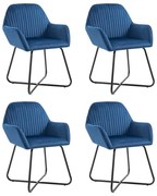 vidaXL Eetkamerstoelen 4 st fluweel blauw