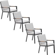 Garden Impressions Kasper tuinstoel stapelbaar donker grijs - 4 stuks