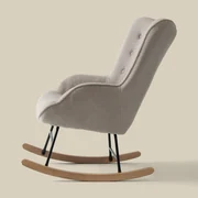 Teddy fluwelen schommelstoel, fauteuil met witte look, poten van rubberhout