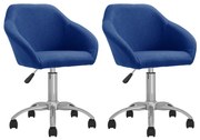 vidaXL Eetkamerstoelen draaibaar 2 st stof blauw