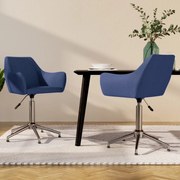 vidaXL Eetkamerstoelen 2 st draaibaar stof blauw