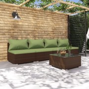 vidaXL 5-delige Loungeset met kussens poly rattan bruin