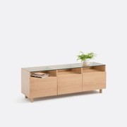 TV-meubel, eikenfineer en glas, WALOR