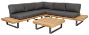 Manhattan hoek loungeset 3 delig aluminium teak