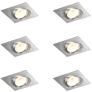 Set van 6 Inbouwspot staal kantelbaar - Lock 1 GU10 Binnenverlichting Lamp