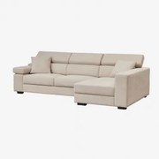Rechte 3-zits Chaise Longue Bank Met Verstelbare Hoofdsteun En Uitschuifbare Zitplaatsen Aramis Stof Beige - Sklum