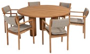 Corsica Levi dining tuinset 7 delig 160 cm rond teak 4 Seasons Outdoor
