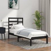 vidaXL Bedframe massief hout zwart 75x190 cm 2FT6 Small Single