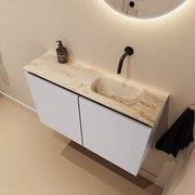 Mondiaz Ture DLux toiletmeubel 80cm cale met wastafel frappe rechts zonder kraangat