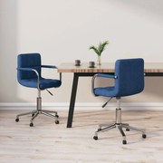 vidaXL Eetkamerstoelen draaibaar 2 st stof blauw