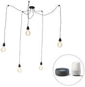 Smart hanglamp zwart 5-lichts incl. Wifi G95 - Cava Modern Minimalistisch rond Binnenverlichting Lamp