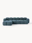 Modulaire bank Tayla (4-zits) van bouclé met poef (links/rechts)