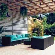 vidaXL 8-delige Loungeset met kussens poly rattan zwart