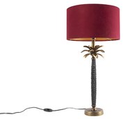 Art Deco tafellamp brons met velours rode kap 35 cm - Areka Art Deco E27 cilinder / rond Binnenverlichting Lamp