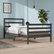 vidaXL Bedframe massief grenenhout grijs 100x200 cm