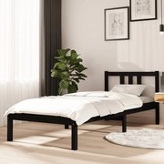 vidaXL Bedframe massief hout zwart 75x190 cm 2FT6 Small Single