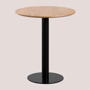 Ronde Barkruk Van Mdf Xiren Natuurlijk Houtbruin - Zwart & Ø70 Cm - Sklum