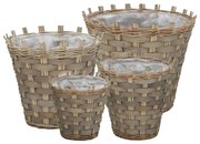 vidaXL Plantenbakken verhoogd 4 st wicker met PE-voering