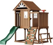 VEVOR Houten Speelhuis Kinderspeelhuis, Tuinhuis voor Kinderen vanaf 2 Jaar, Tuinspeelhut, Speelhuis van Cederhout in Landelijke Stijl met Glijbaan, Ladder, Klimwand, Ramen, Picknicktafel Buiten