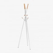 Staande Kapstok Van Metaal En Beukenhout Urian Wit - Sklum