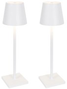 Set van 2 buiten tafellamp wit incl. LED en dimmer oplaadbaar - Janet Modern IP44 Buitenverlichting Lamp