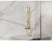 Fortifura Calvi Badkraan - met glijstangset - staafhanddouche - gladde doucheslang - geborsteld messing PVD (Goud) SW767490/SW720570/SW728176/SW720226