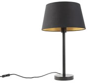 Stoffen Klassieke tafellamp zwart met zwarte kap 32 cm - Simplo Klassiek / Antiek E27 rond Binnenverlichting Lamp