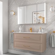 Muebles Renoir badmeubel 60cm beige met keramische wastafel en langwerpige handgrepen goud