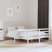 vidaXL Bedframe massief hout wit 150x200 cm 5FT King Size