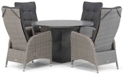 Tuinset Ronde Tuintafel 4 personen 120 cm Wicker Grijs Garden Collections Lincoln/Graniet