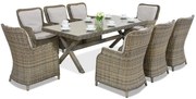 Londen technorattan eetset voor 8 personen Garden Point cappuccino