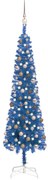 vidaXL Kerstboom met LED's en kerstballen smal 180 cm blauw