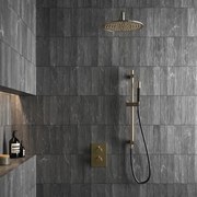 Saniclear Brass Pro inbouw regendouche met 20cm hoofddouche, wandarm en glijstang geborsteld messing