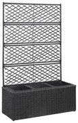 vidaXL Latwerkplantenbak verhoogd met potten 83x30x130 cm rattan zwart