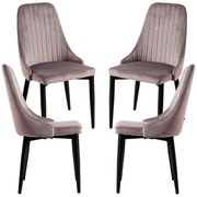 Set 4 Kan Fluwelen Stoelen