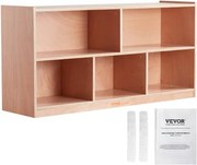 VEVOR Mobiele opbergkast met planken, kubusvormig opbergrek met 5 compartimenten, opbergkast met 2 planken, klasmeubilair voor thuis, kinderopvang, kleuterschool, natuurlijk