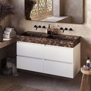 Fontana Dark Emperador badkamermeubel mat wit 120cm zonder kraangat