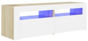 vidaXL Tv-meubel met LED-verlichting 120x35x40cm wit sonoma eikenkleur